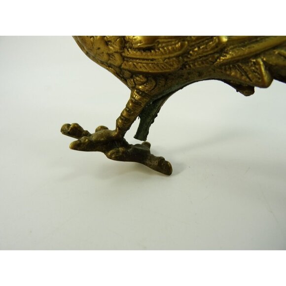 Peacock Vintage Solid Brass Figurine Paperweight MCM - Picture 11 of 11